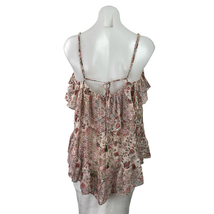 Victoria's Secret Women's Pink Ruffle Floral Sleeveless Boho Cami Blouse Top M