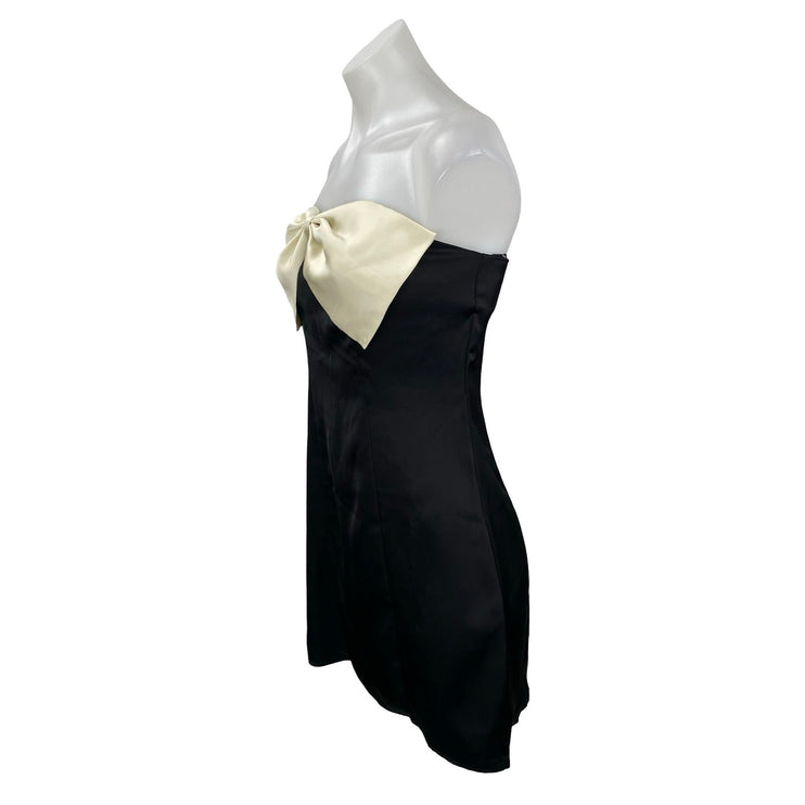 NEW Princess Polly Kesy Bow Black Strapless Bandeau Tube A Line Mini Dress Sz 4