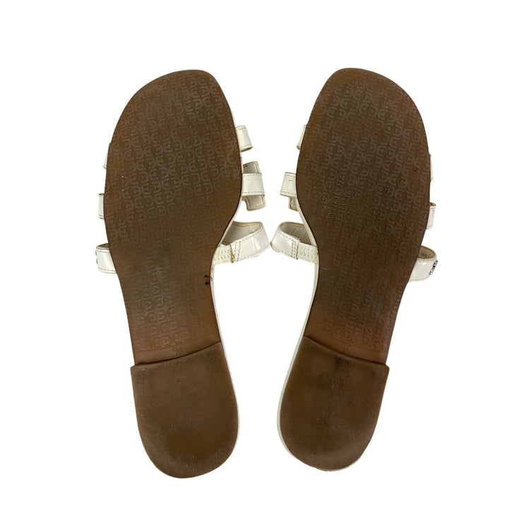 Sam Edelman Women's White Double E Straps Square Toe Bay Flat Slides Sandals 9.5