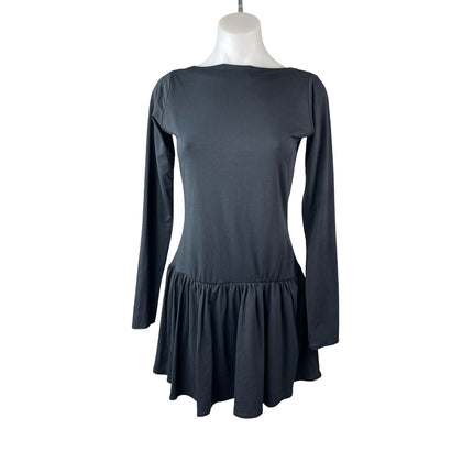 Abercrombie & Fitch Black Long Sleeve Open Back Fit & Flare Mini Dress Size M
