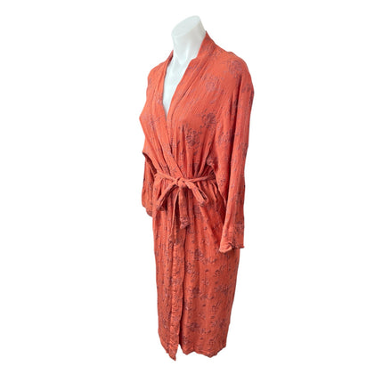 Christy Dawn Floral Embroidered Tie Waist Cover Up Kimono Cover Up Wrap Robe S/M