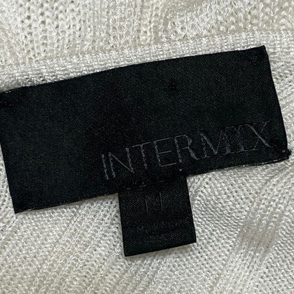 Intermix Cream Long Sleeves Knit Tassel Ruffle Flounce Lace Up Blouse Top Size M