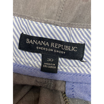 Banana Republic Emerson Men's Gray Mid Rise Slim Straight Chino Khaki Shorts 30