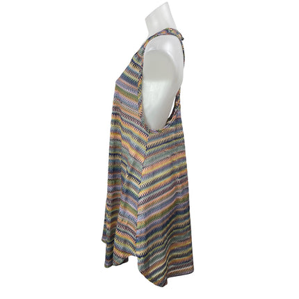 Elif Women's Multicolor Striped Rainbow Boho Racerback A Line Tank Mini Dress M