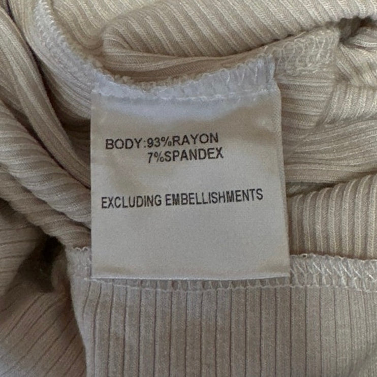 Princess Polly Cream Rib Knit Sleeveless Cami Corset Bodysuit Tank Top Size 4