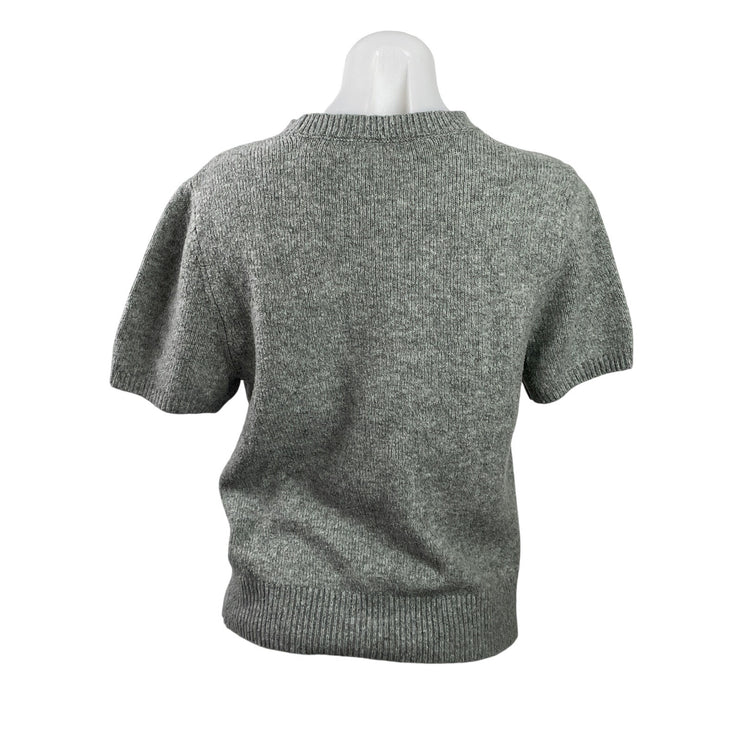 Abercrombie & Fitch Women's Gray Wool Short Sleeve Knit Crewneck Sweater Top M