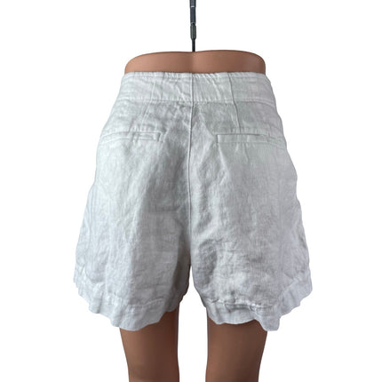Madewell Women's White 100% Linen High Rise Pintuck Casual Mini Shorts Size 0