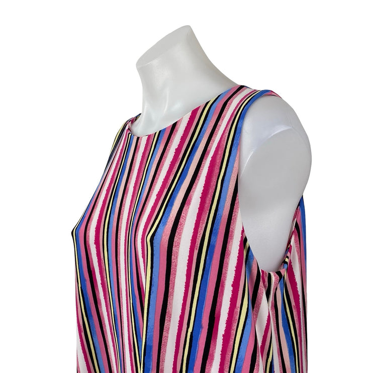 Nine West Multicolor Pink Sleeveless Striped Round Neck Mini A Line Dress Sz 12