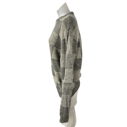 Frank and Oak Women's Gray Wool Checkered Gingham Long Sleeve Sweater Top Sz M