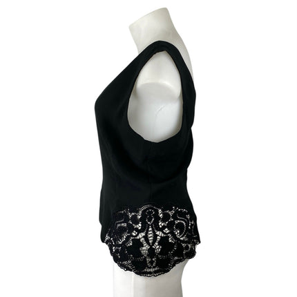 Chelsea 28 Women's Black Sleeveless Lace Inset V-neck Crop Blouse Tank Top Sz XL