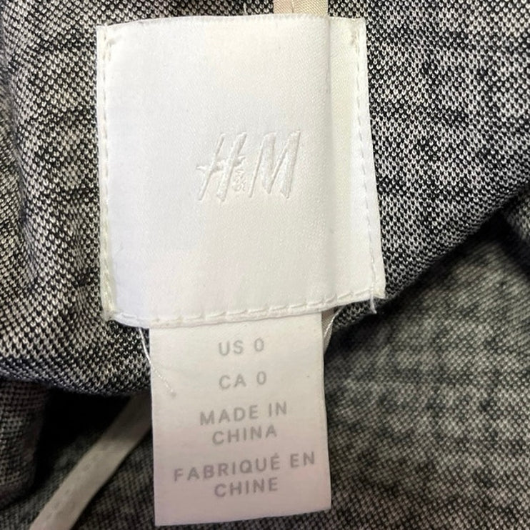 H&M Multicolor Plaid Checkered Notch Collar Trench Over Coat Blazer Jacket Sz 0
