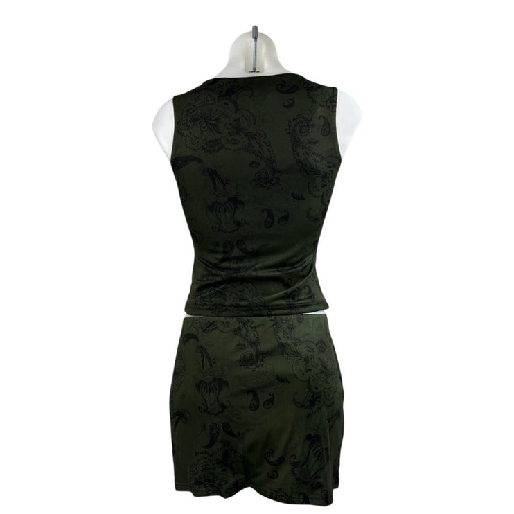 NEW Princess Polly Matilde Green Floral Sleeveless Crop Top & Mini Skirt Set 6