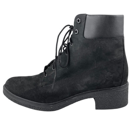 Timberland Brinda Womens Black Nubuck Leather Lace Up Block Heels Ankle Boots 10