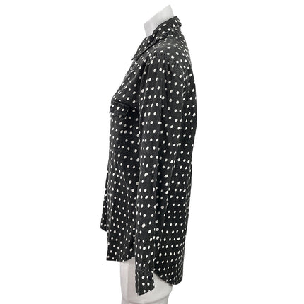 NEW Neuw Ryder Womens Black Polka Dot Long Sleeve Button Down Shirt Top Size 8
