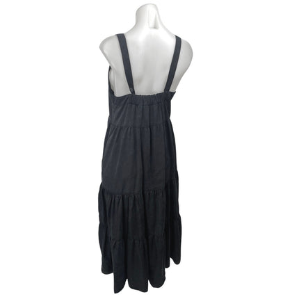 The Drop Women's Black Sleeveless Square Neck Tiered Midi A-Line Tank Dress Sz M