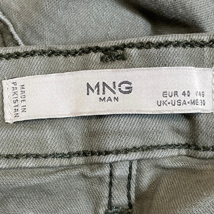MNG Mango Mens Green High Rise Slim Casual Lounge Summer Bermuda Denim Shorts 30