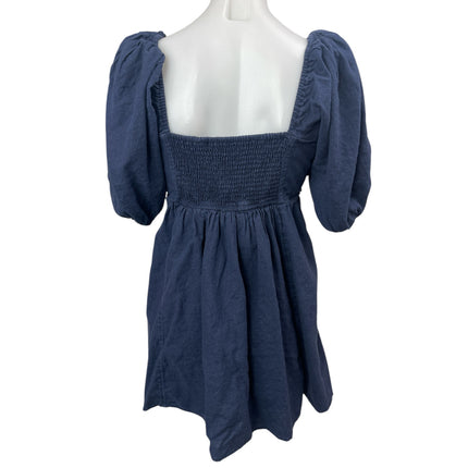Abercrombie & Fitch Blue Short Puff Sleeve Square Neck Mini A-Line Dress Size MP