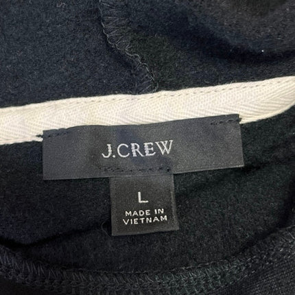 J.Crew Women's Black White Fleece Hoodie Hooded Pullover Sweatshirt Top Size L