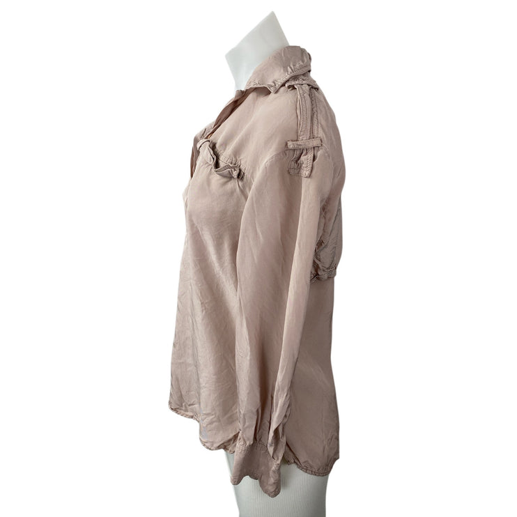 Zara Women's Beige Collared Long Sleeve Buttoned Utility Shirt Blouse Top Sz XS