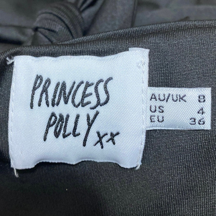 Princess Polly Black Sleeveless Cutout Halter Tie Backless Mini Bodycon Dress 4