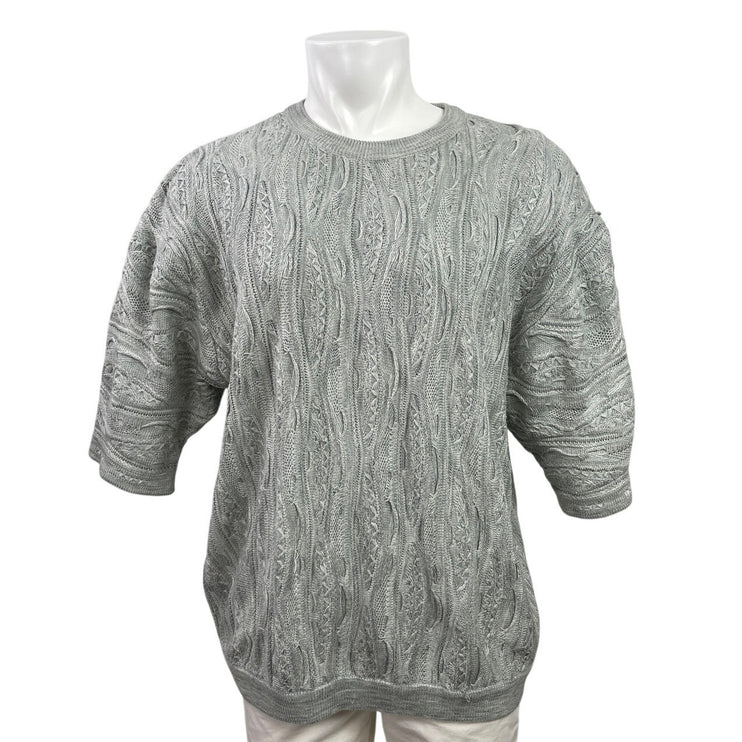 Baam-X Men's Gray Knitted Balloon Puff Short Sleeve Sweater T-Shirt Top Size XL