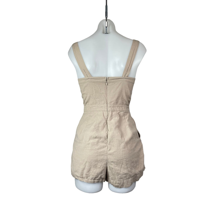 Abercrombie & Fitch Women's Beige Keyhole Sleeveless Tie Front Jumpsuit Romper 2