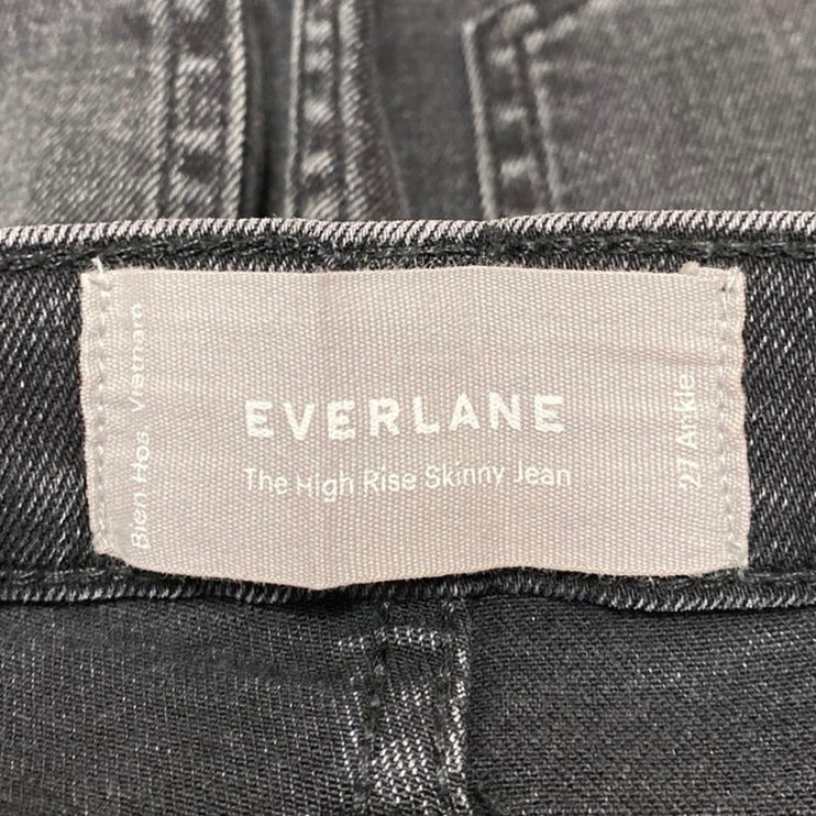 Everlane Women's Black Wash Button Fly High Rise Skinny Leg Denim Jeans Pants 27