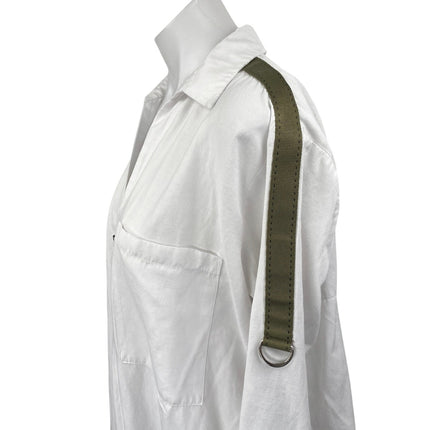 Zara Women's White Long Sleeve Button Down Oversized Pocket Blouse Shirt Top M