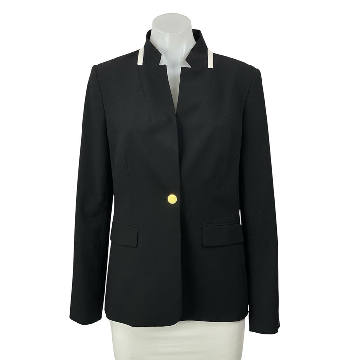Calvin Klein Black Long Sleeves Flap Pocket Single Breasted Blazer Coat Jacket 8