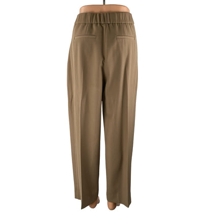 NEW Re ONA Women's Tan Pleated High Rise Straight Curve Trousers Pants Size XS