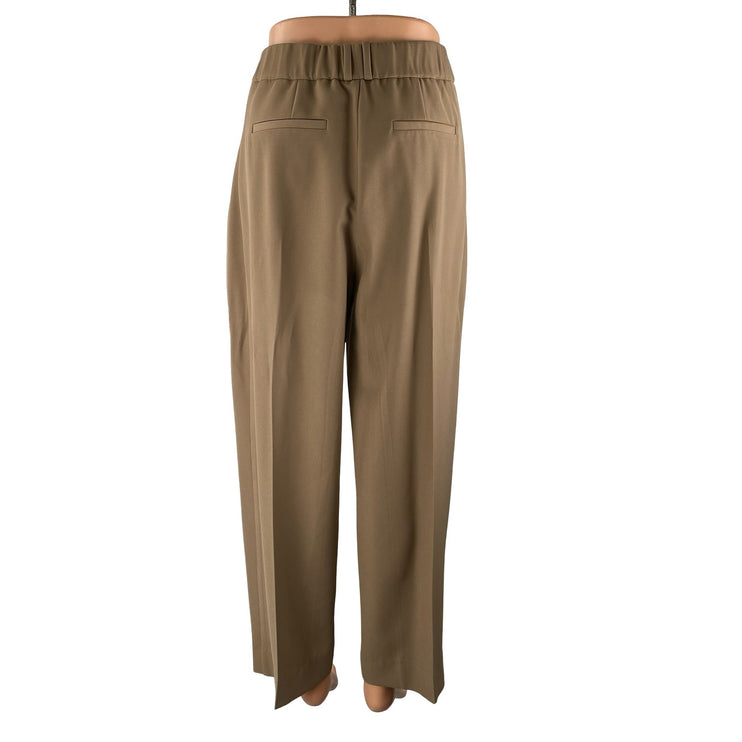 NEW Re ONA Women's Tan Pleated High Rise Straight Curve Trousers Pants Size XS