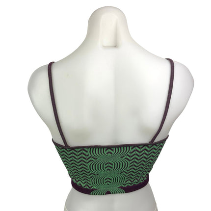 Zara Green Purple Spaghetti Strap Stretch Knit Cami Camisole Crop Tank Top XS-S