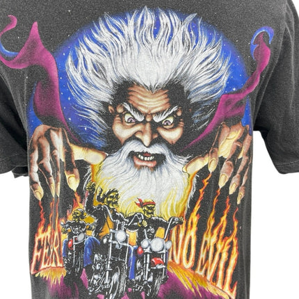Truly Madly Deeply Fear No Evil Black Skull Print V-Neck Tee T-Shirt Top Size S