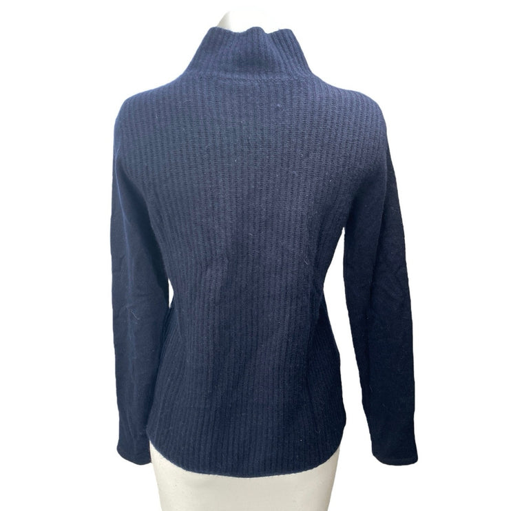 Elie Tahari 100% Cashmere Blue Turtleneck Long Sleeve Knit Sweater Top Size XS
