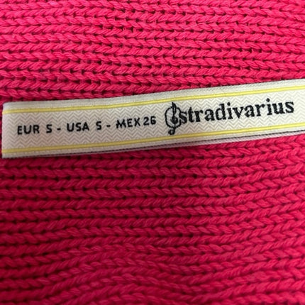 Stradivarius Pink Cable Knit Crochet Long Sleeve Crew Neck Sweater Top Size S