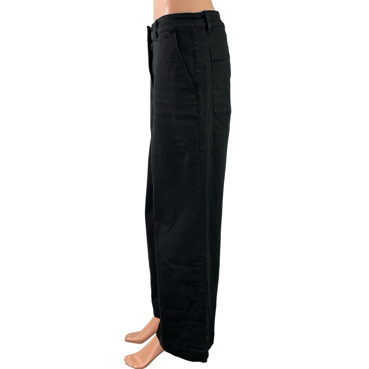 Everlane Women's Black High Waisted Cropped Wide Leg Baggy Denim Jeans Size 8