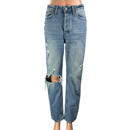 Abercrombie & Fitch The Dad Blue High Rise Straight Denim Jeans Pants0 Size 25/0