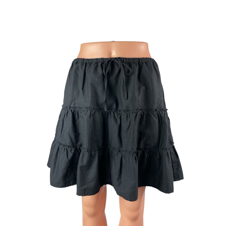 Aritzia Sunday Best Black High Waisted Tiered Ruffle A Line Mini Skirt Size L