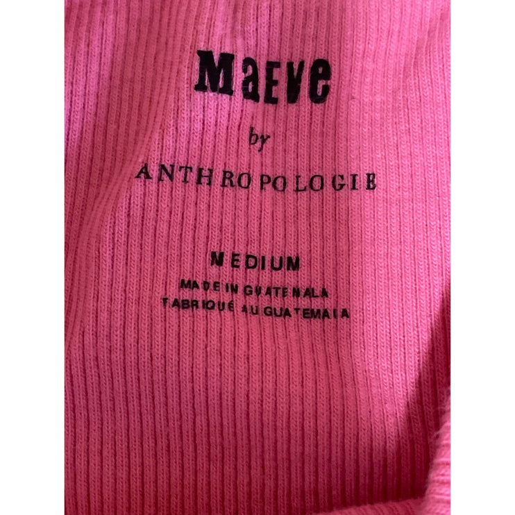 Anthropologie Maeve Pink Ribbed Knit Cutout Cami High Neck Tank Top Size M