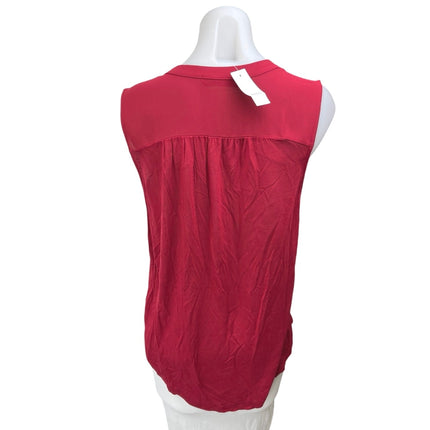 NEW Ann Taylor LOFT Red Sleeveless Half Button Shirt Blouse Tank Top Size M
