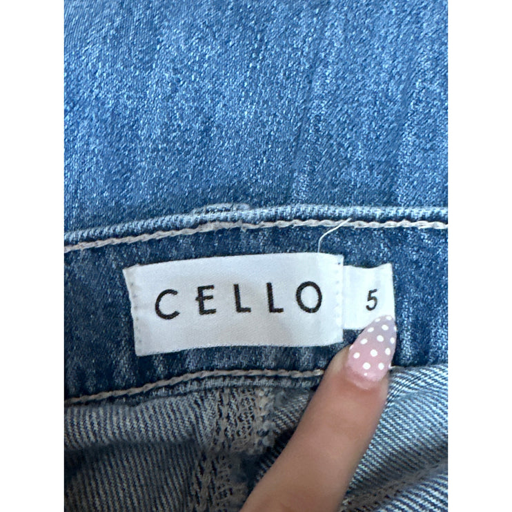 Cello Women's Blue Distressed High Rise Relaxed Fit Straight Denim Jeans Size 5