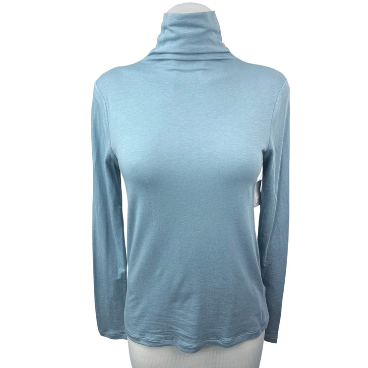 NEW Gap Blue Turtleneck Feather Long Sleeve Pullover Casual Knit Top Size M