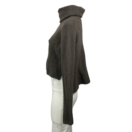ALLSAINTS Brown Wool Knit Asymmetrical Cropped Turtleneck Sweater Top Size S