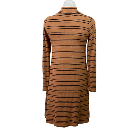 Velvet Torch Women's Brown Striped Mock Neck Long Sleeve Sweater Mini Dress S