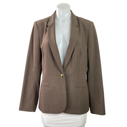 Calvin Klein Brown Long Sleeves Classic Single Button Blazer Coat Jacket Size 12