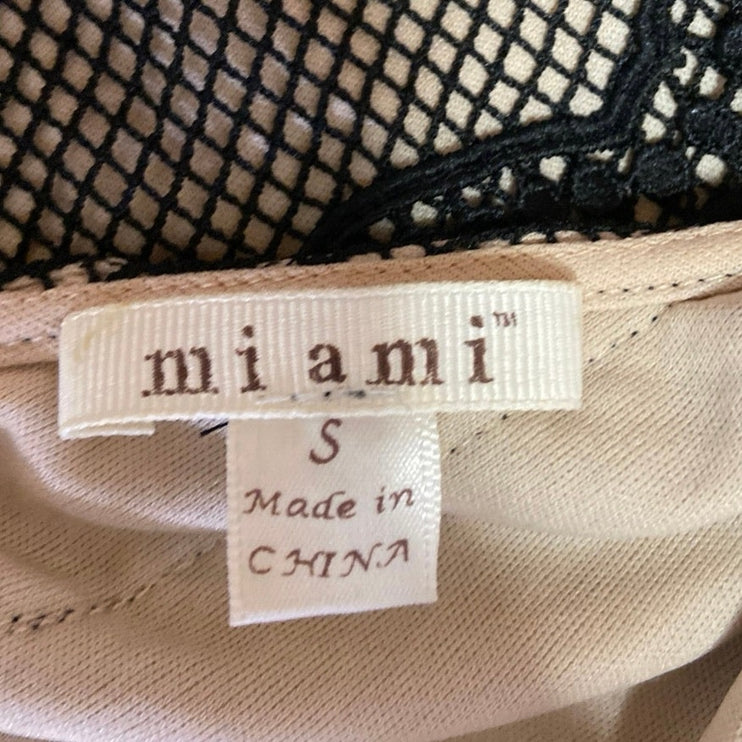 Miami Francesca's Collection Black Tan Lace Mesh Sleeveless A Line Mini Dress S