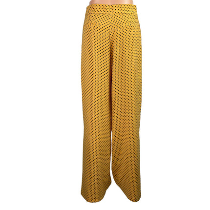 Zara TRF Womens Yellow Polka Dots High Waisted Wide Leg Trousers Dress Pants S