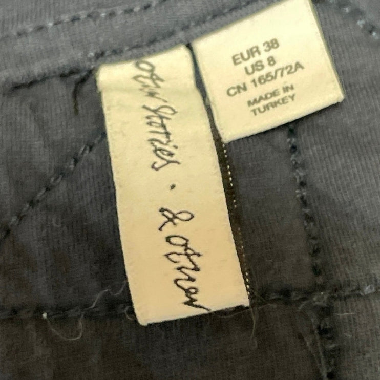 & Other Stories Women's Navy Blue Quilted Puffer Zip Pencil Mini Skirt Size 8