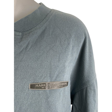 Harley Davidson Women's Blue Long Sleeve Crew Neck Henley T Shirt Tee Top Size L
