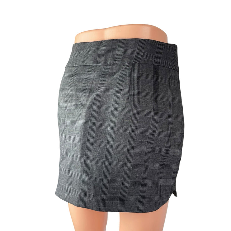 Zara Womens Dark Gray Plaid Check High Rise Office Mini Straight Pencil Skirt XS